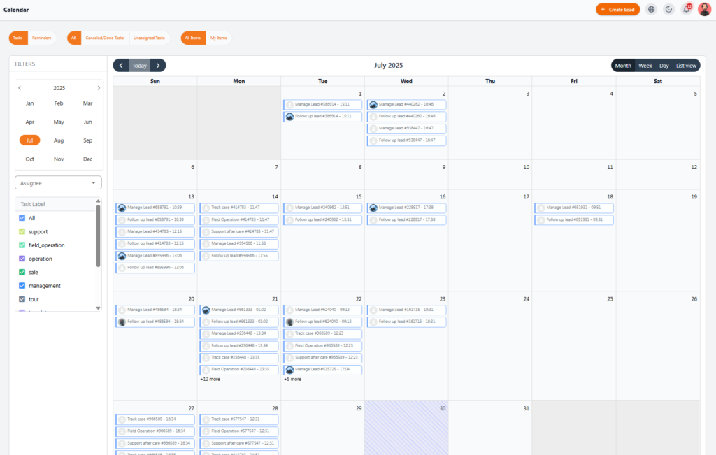 Task & Reminder Calendar