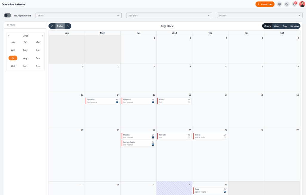 Field Operation Calendar