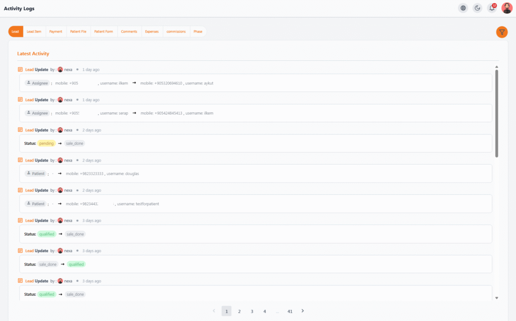 Activity Logs