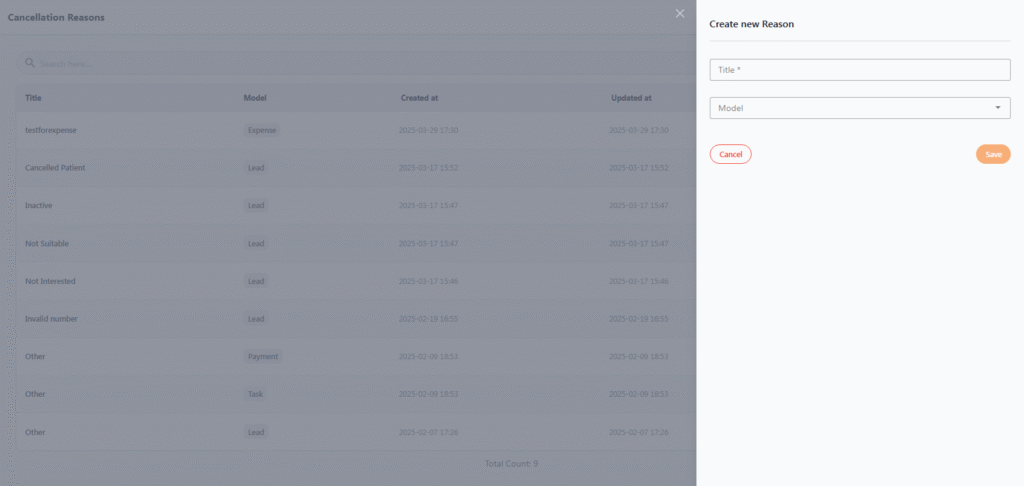 Create New Cancellation Reason