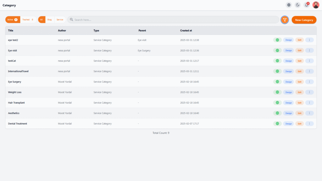 Service Categories