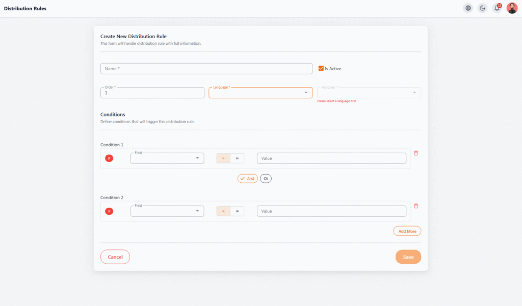 Create New Distribution Rule
