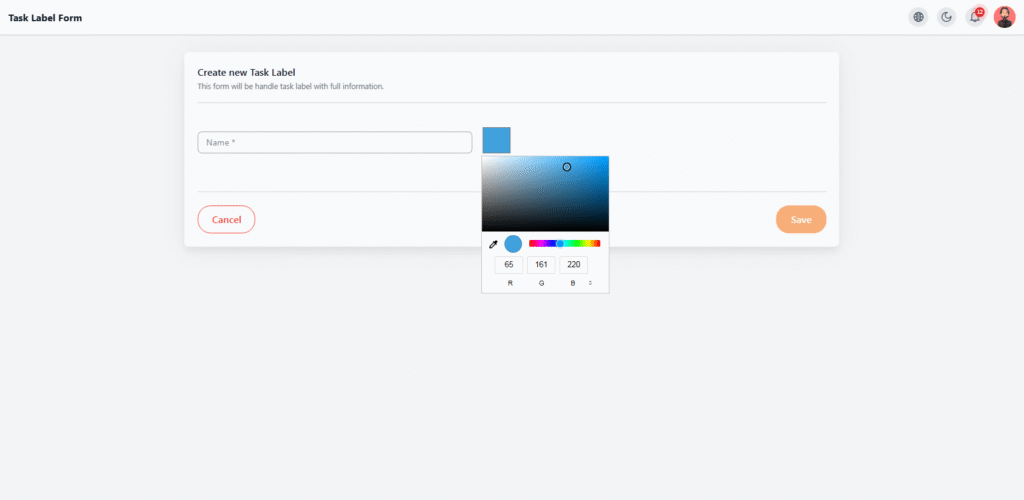 Create New Task Label