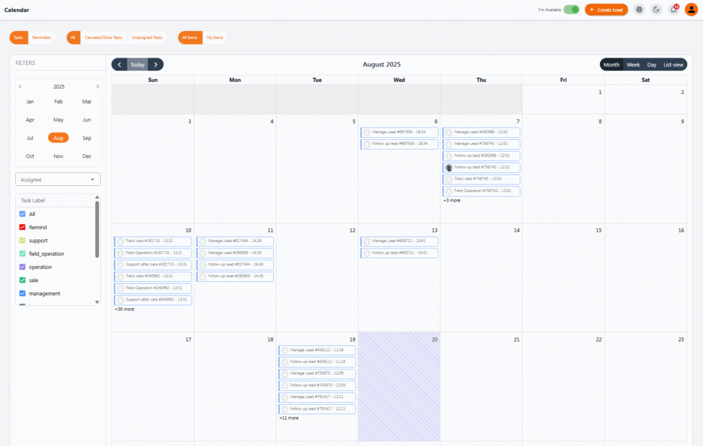 Task & Reminder Calendar