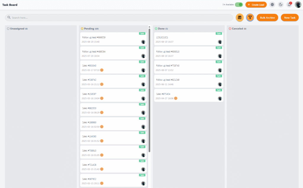 Sales Tasks